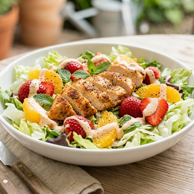 Kipmaaltijd salade met zomerfruit