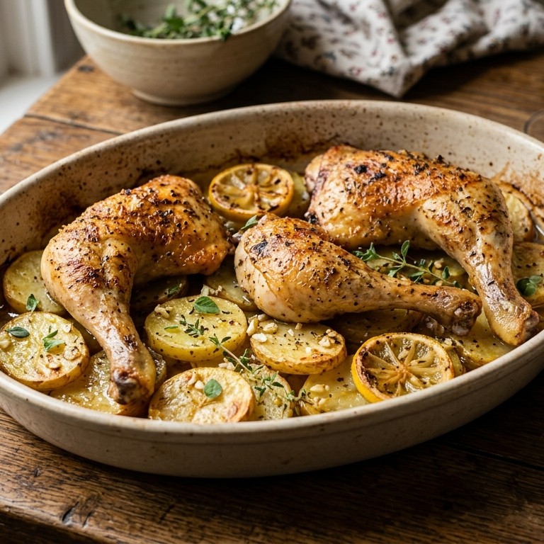 Kippenbout uit de oven met aardappelschijfjes