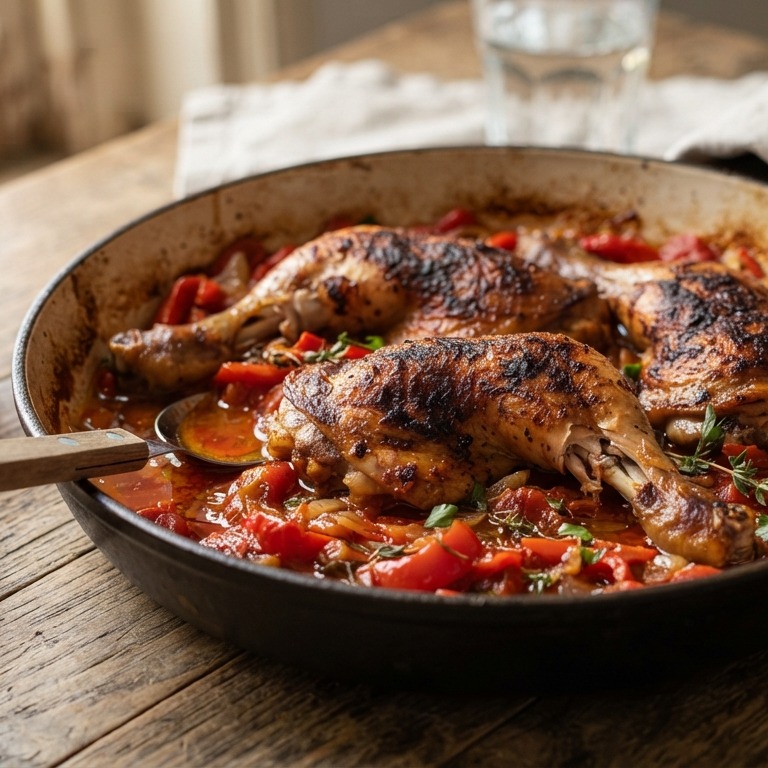 Kippenboutjes met ratatouille van rode groenten
