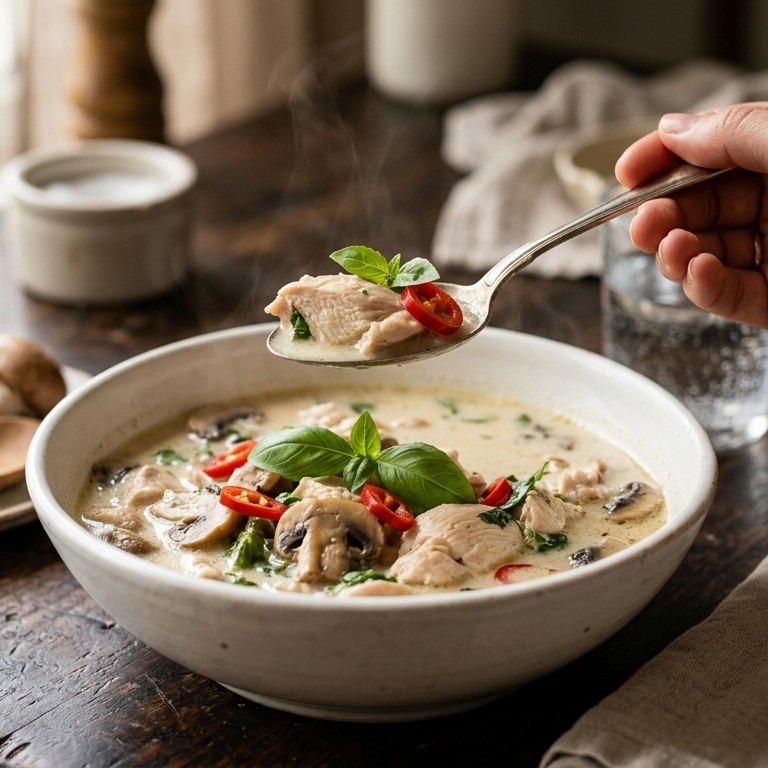 Kippensoep met champignons