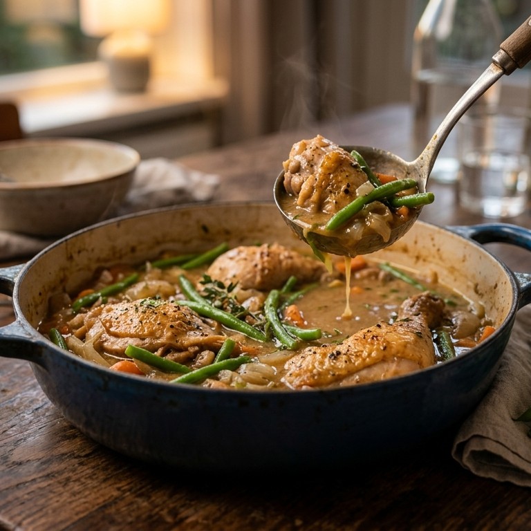 Kippenstoofpot met sperziebonen