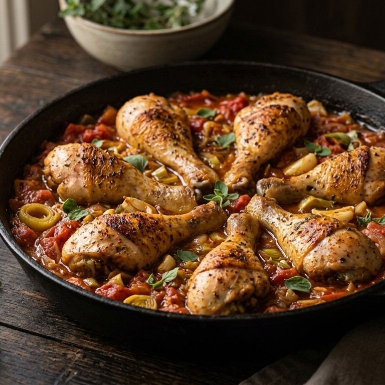 Kippotje met prei en tomaat