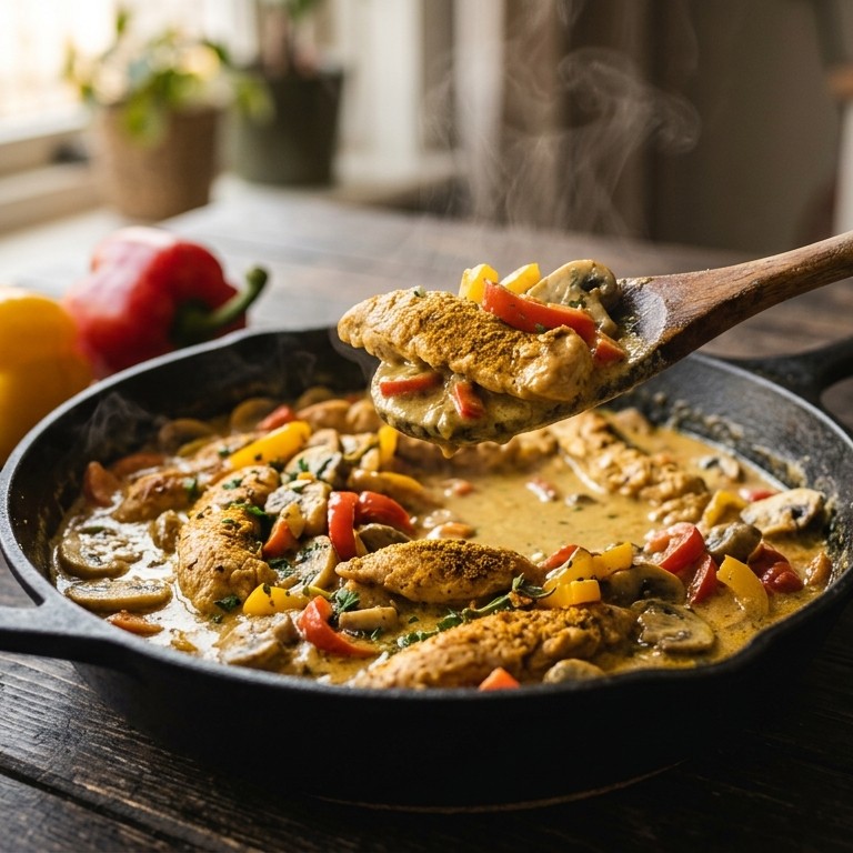 Kipreepjes in champignonroomsaus