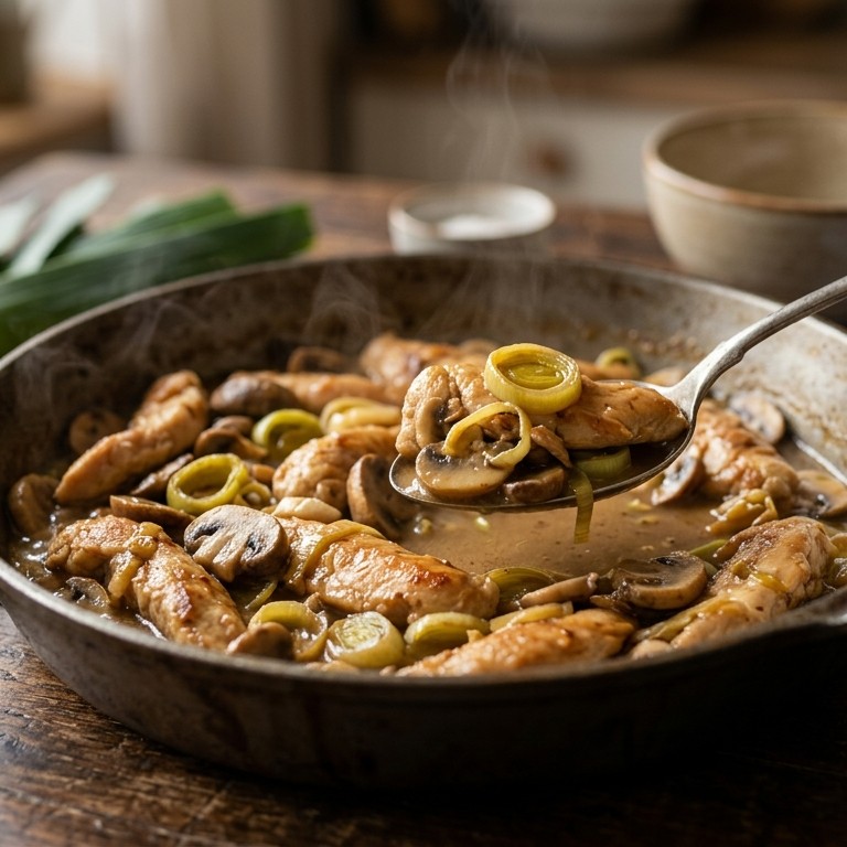 Kipreepjes met champignons