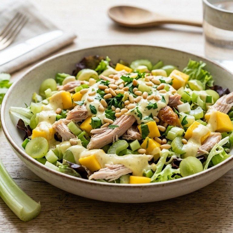 Kipsalade met mango en yoghurtdressing