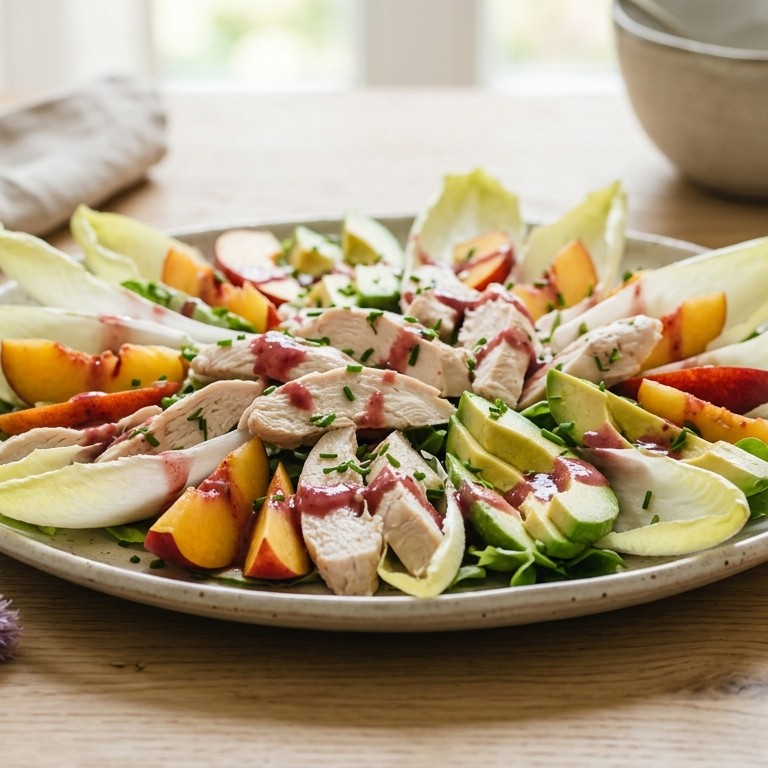Kipsalade met nectarine en avocado