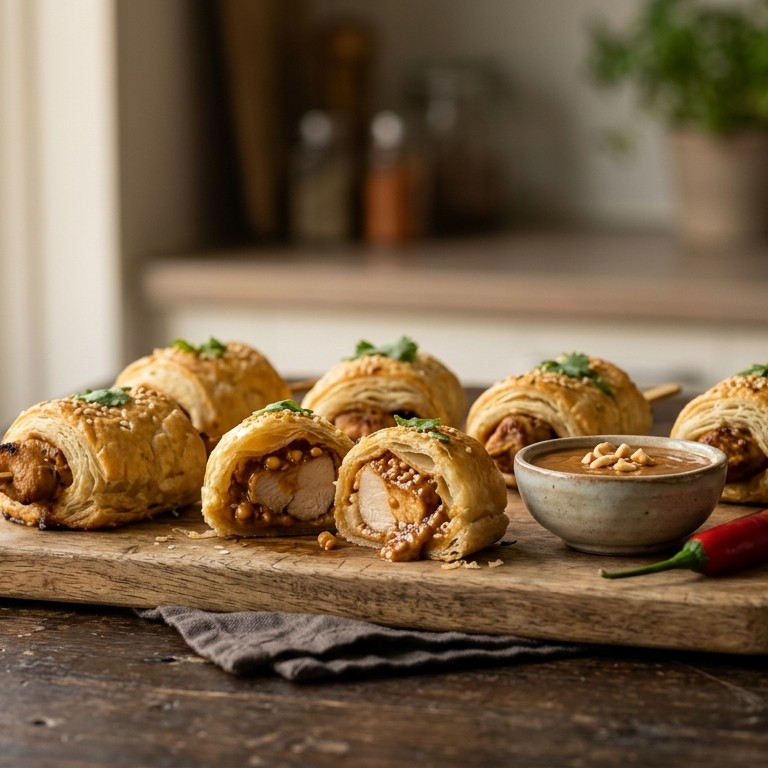 Kipsaté-broodjes in korstdeeg