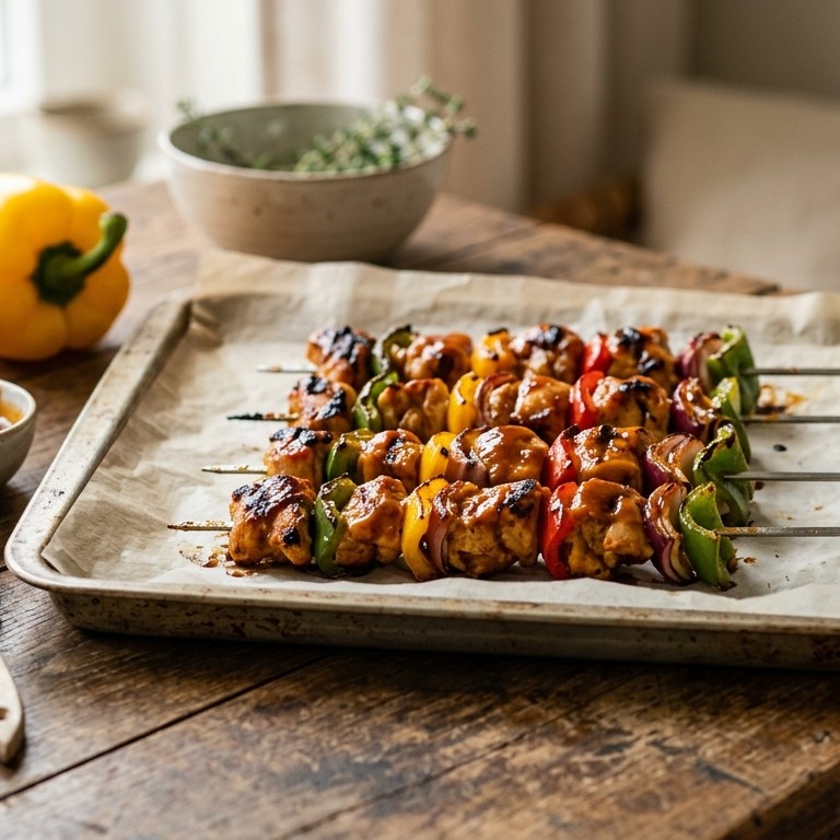 Kipspiesjes met paprika