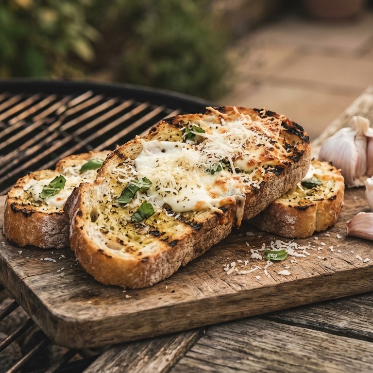 Knoflookbrood op de barbecue