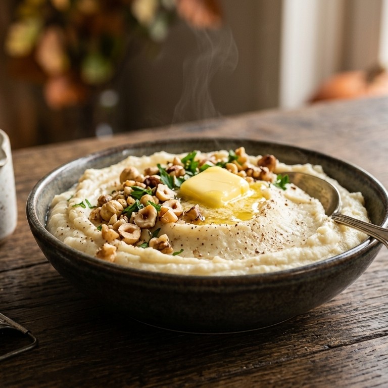 Knolselderijpuree met noten