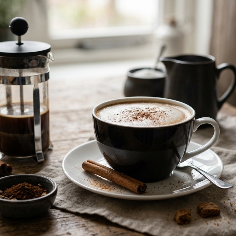 Koffie met koekkruiden en kaneel