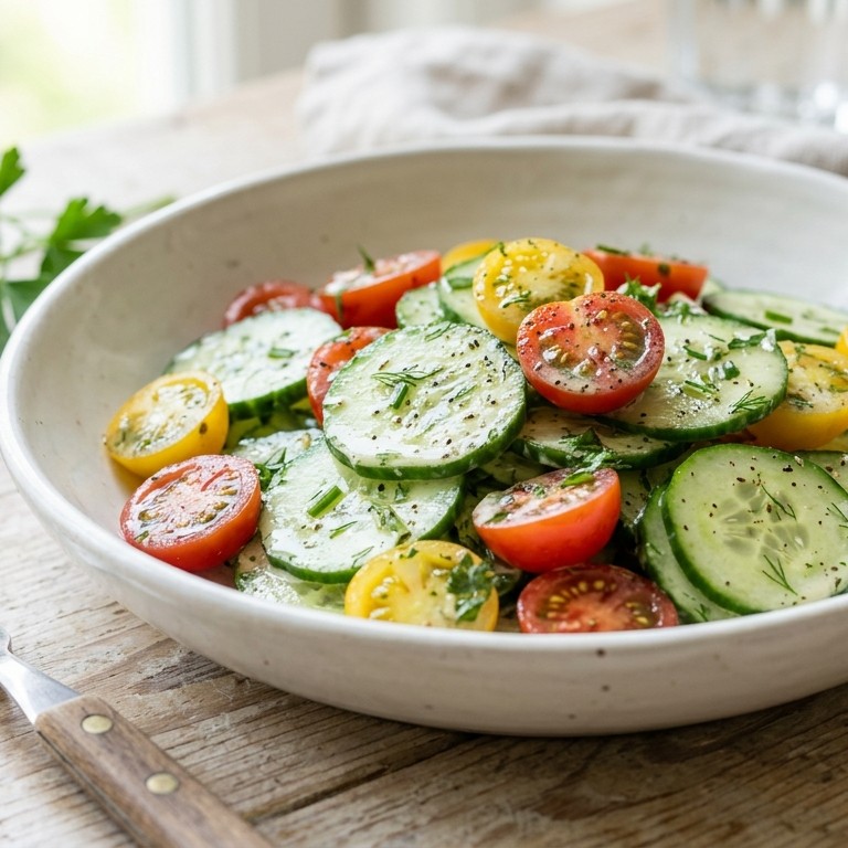 Komkommer-/tomatensalade