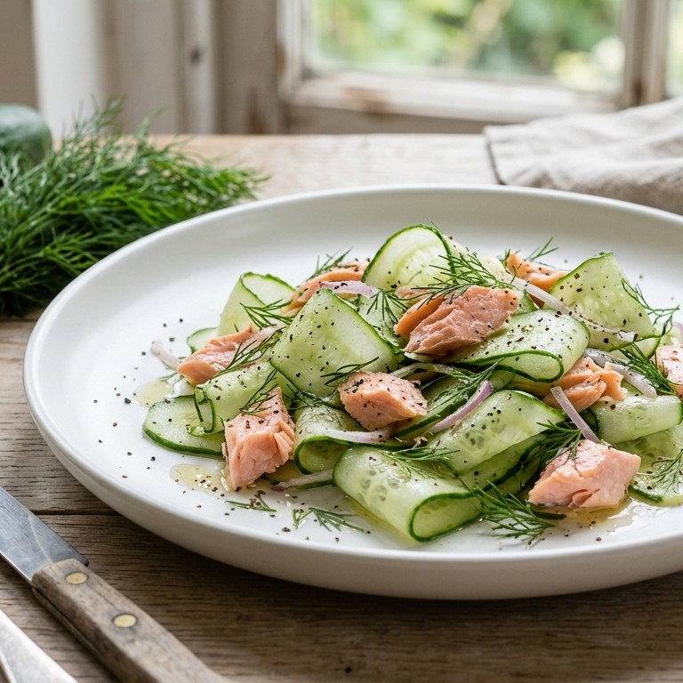 Komkommersalade met zalm
