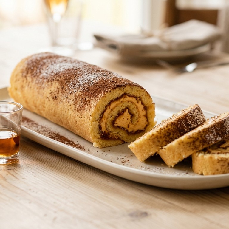 Koninginnenrol met Grand Marnier,  marmelade  en slagroom