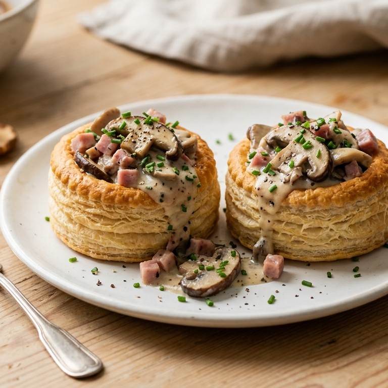 Konninginnepasteitjes met ham en champignons
