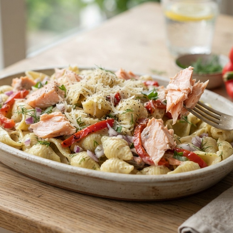 Koude pastasalade met zalm