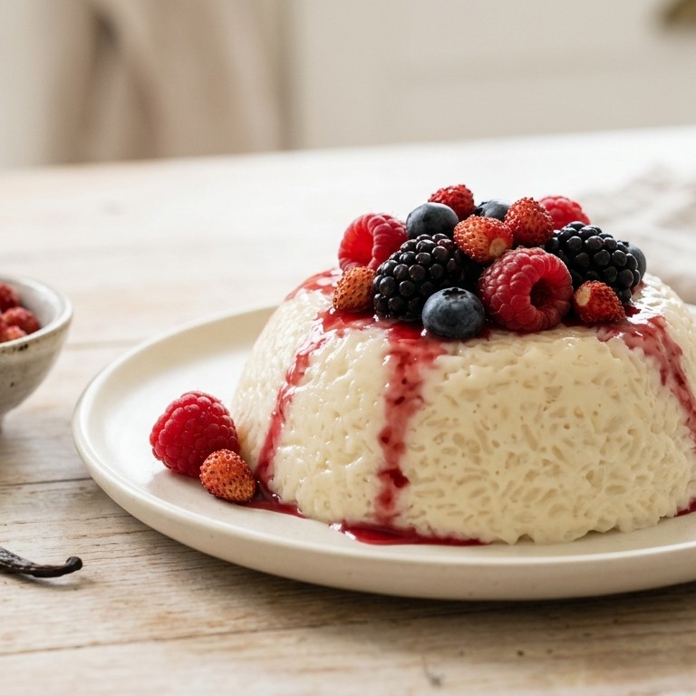 Koude pudding van zoete rijst