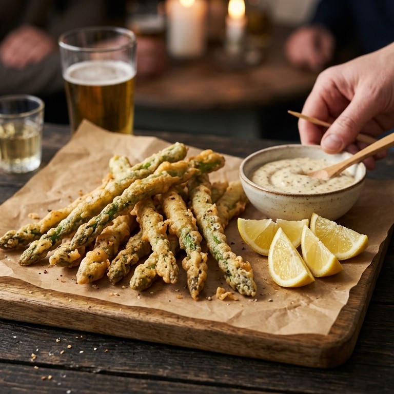 Krokant gefrituurde asperges