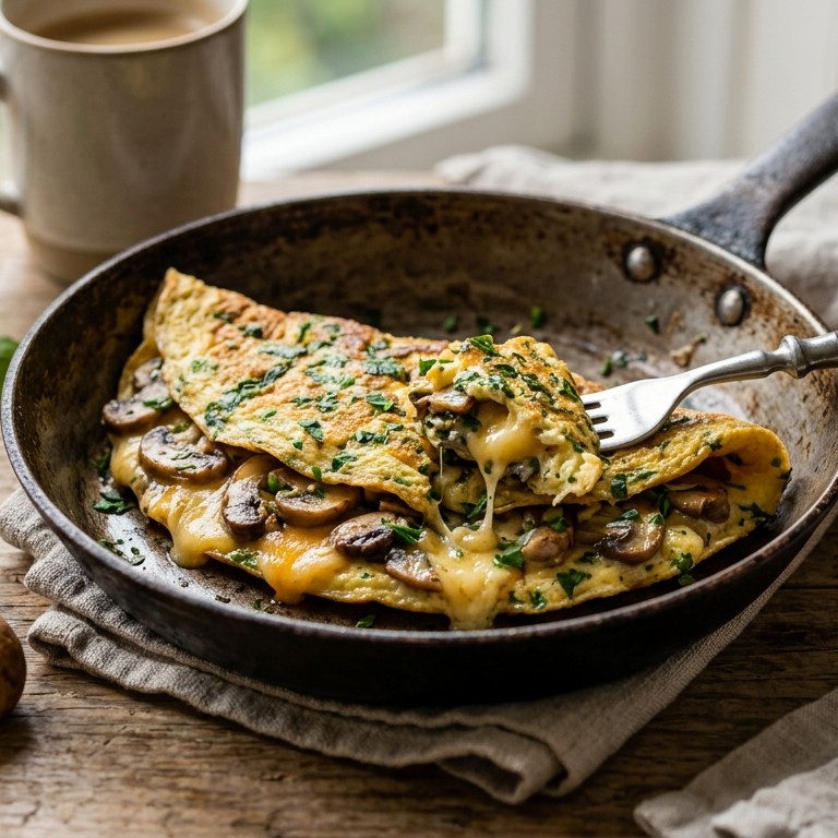 Kruidenomelet met champignons