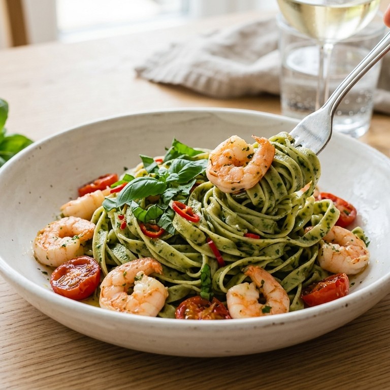 Kruidenpasta met garnalen