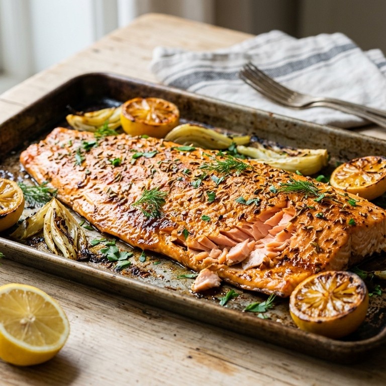 Kruidige zalmfilet uit de oven