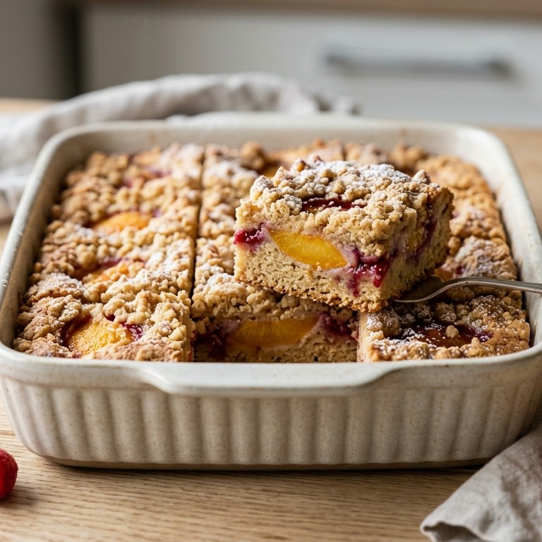 Kruimelcake pêcha melba snel klaar