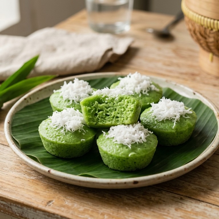 Kue abu pandan (gestoomde pandan cakejes)