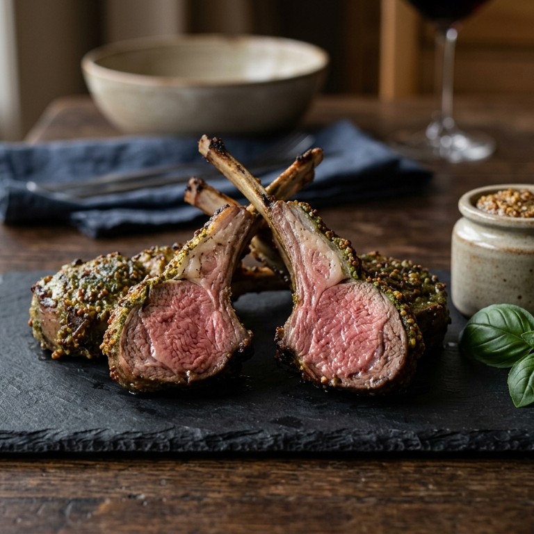 Lamskoteletjes met groene pesto
