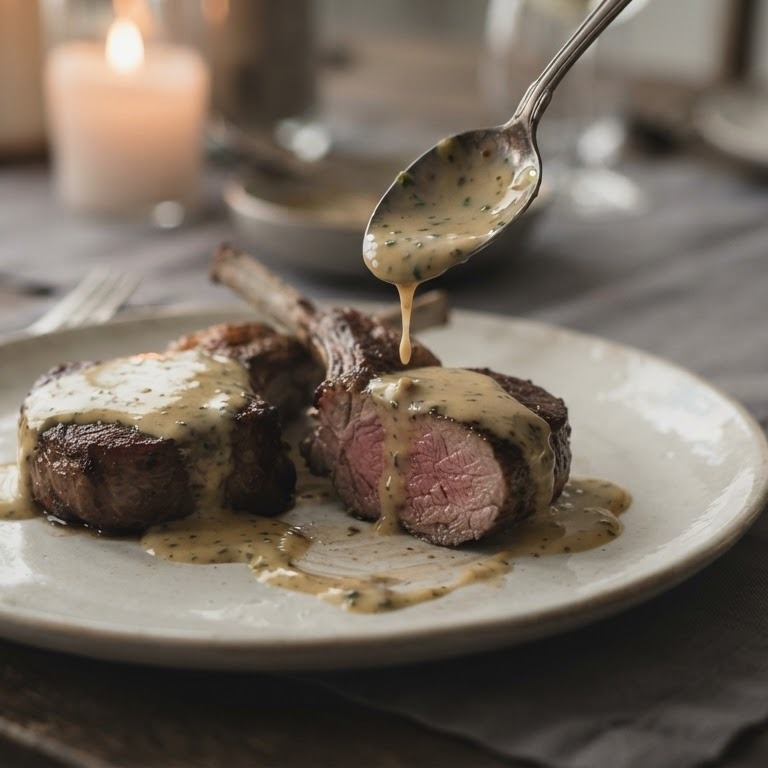 Lamskoteletjes met mosterdsaus