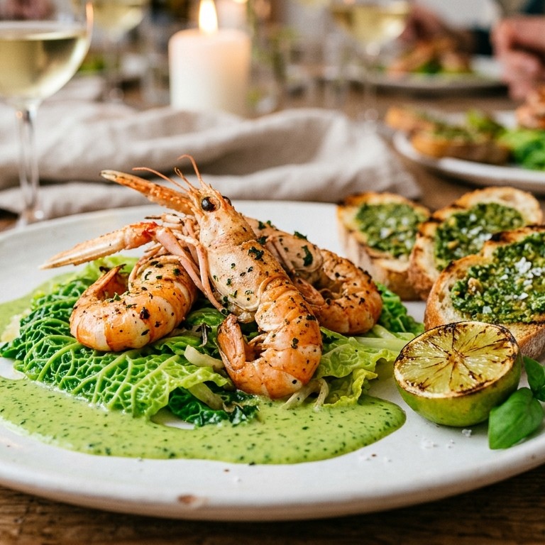 Langoustines met groene kool à la Gordon Finest