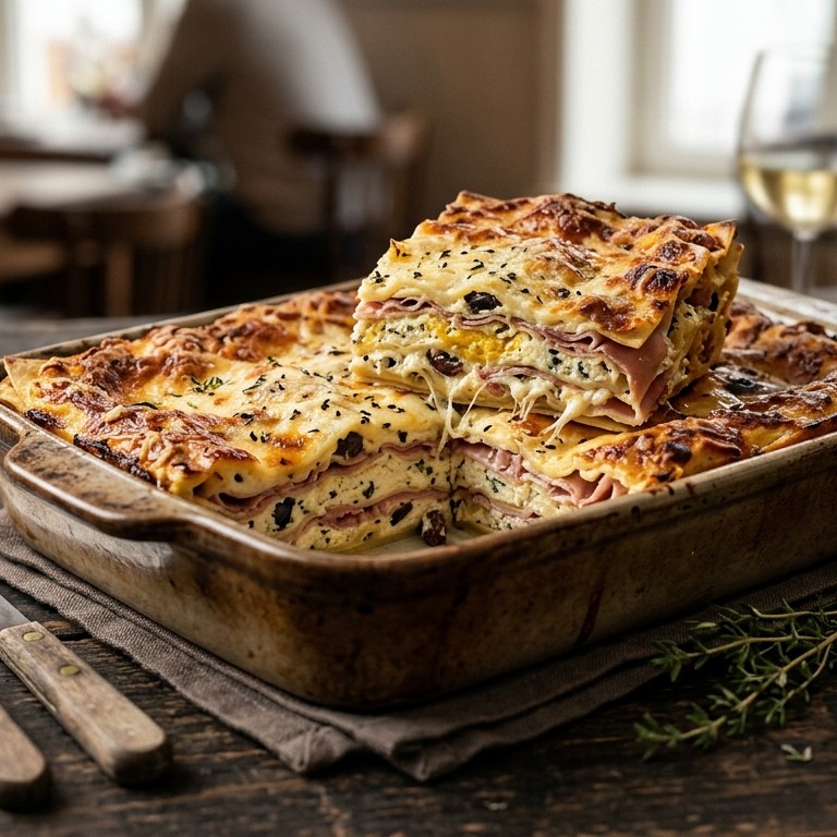 Lasagne met ricotta en parmaham