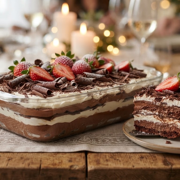 Lasagne van chocolademousse