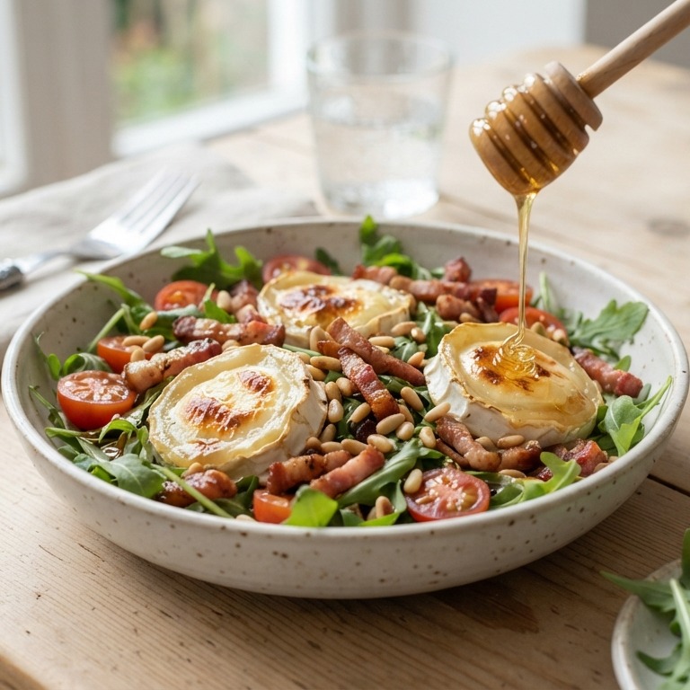 Lauw warme geitenkaas / honingsalade