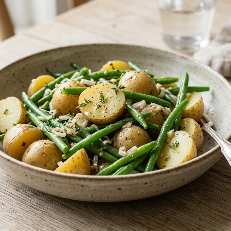 Lauwe aardappel-bonensalade