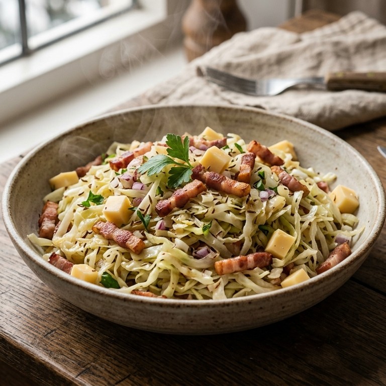 Lauwwarme witte-koolsalade
