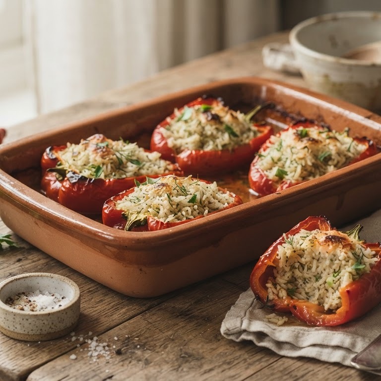 Lekkere gevulde paprika met rijst