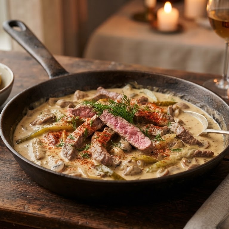 Light rundvlees a là stroganoff