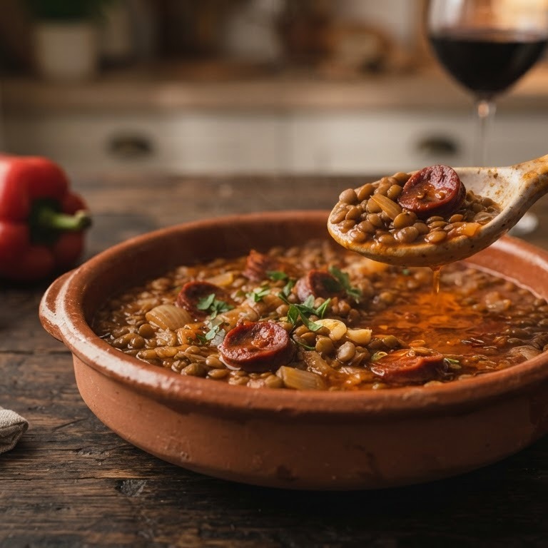 Linzen met chorizo