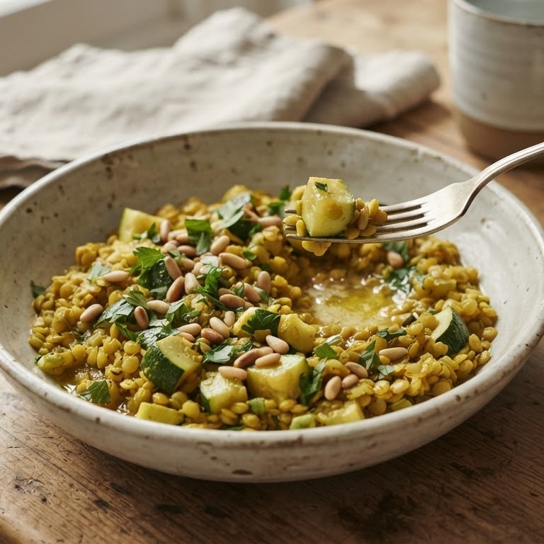 Linzen met courgette en pittige kruiden