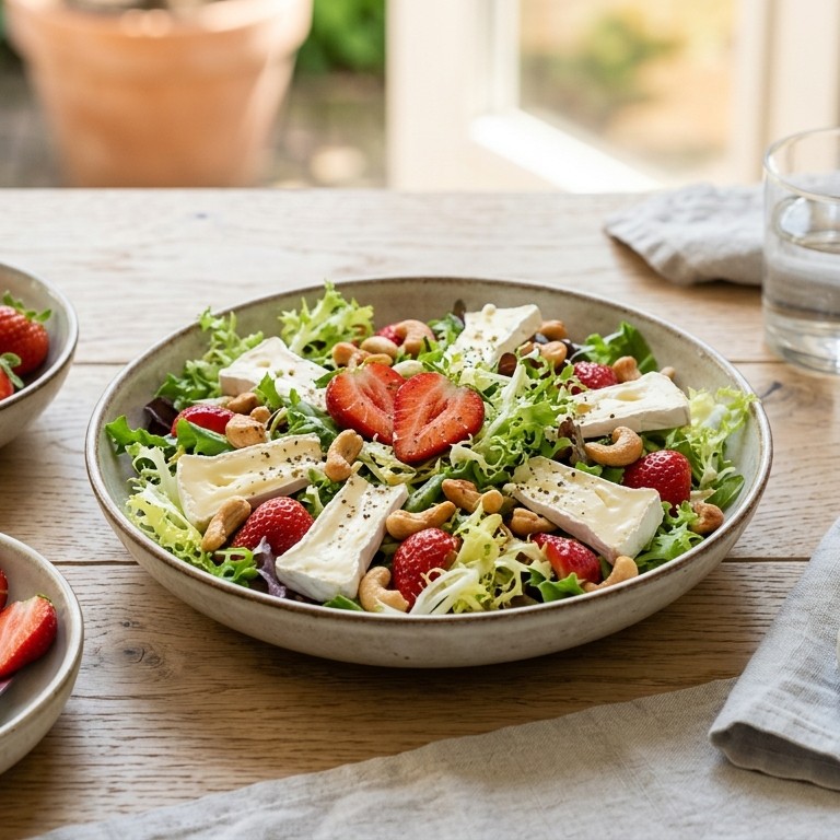 Maaltijdsalade met aardbei en brie