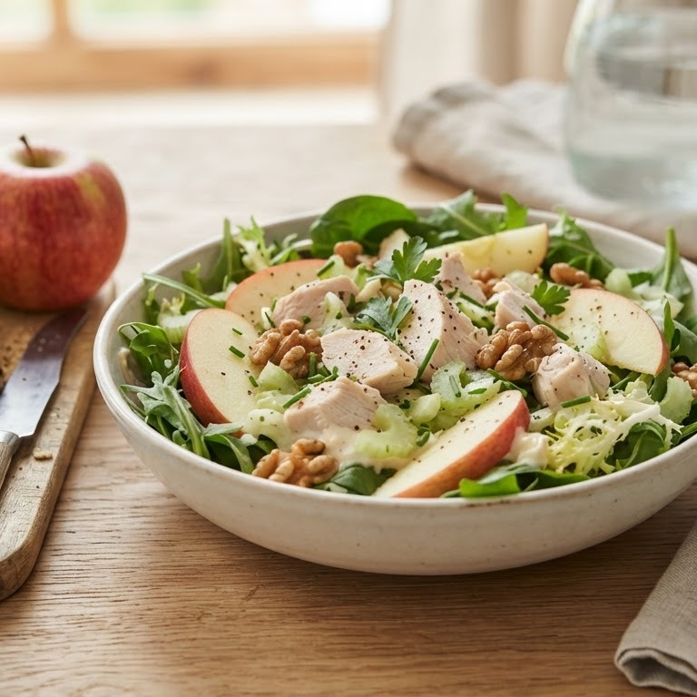 Maaltijdsalade met kip, appel en bleekselderij