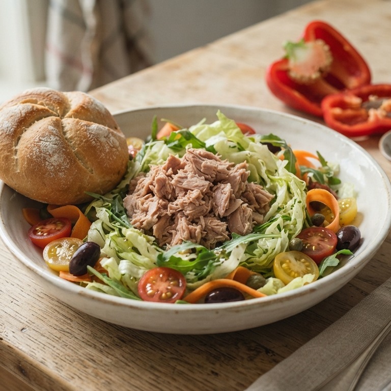 Maaltijdsalade met tonijn en ijsbergsla