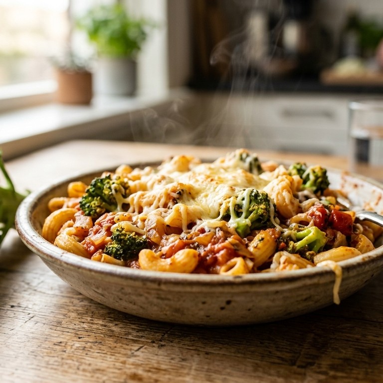 Macaroni met broccoli en rijke tomatensaus