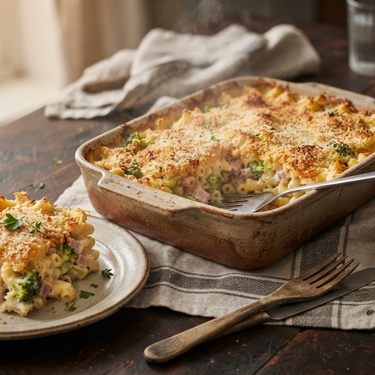 Macaroni met ham en broccoli uit de oven