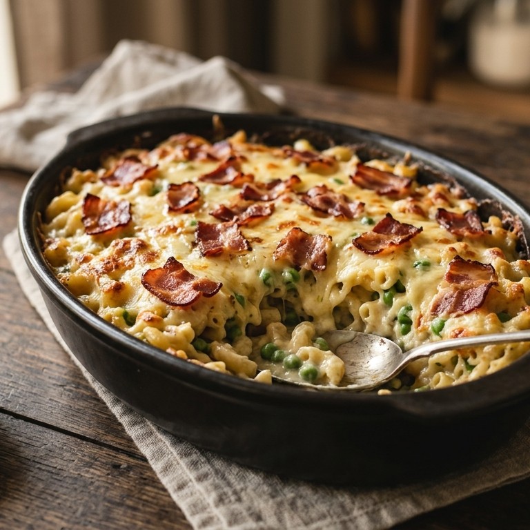 Macaroni met roomkaas en bacon