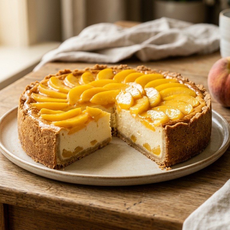 Magere perzikvlaai met toefje slankroom