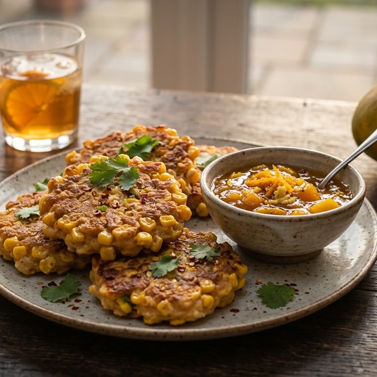 Maïskoekjes met mangochutney