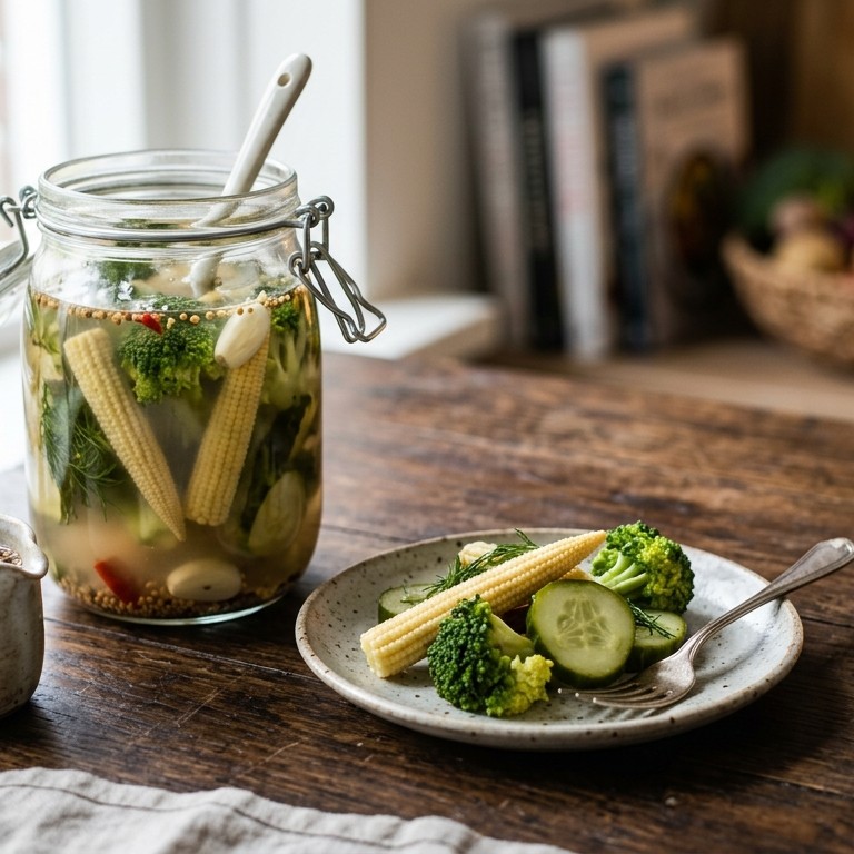 Maiskolfjes-broccoli-komkommer zoetzuur