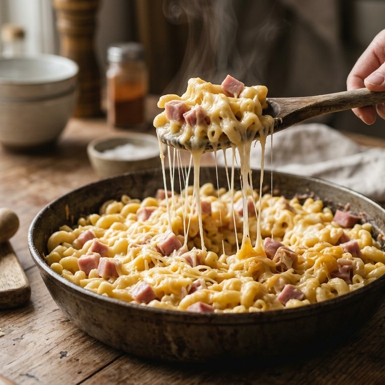 Makkelijke ham-kaas macaroni