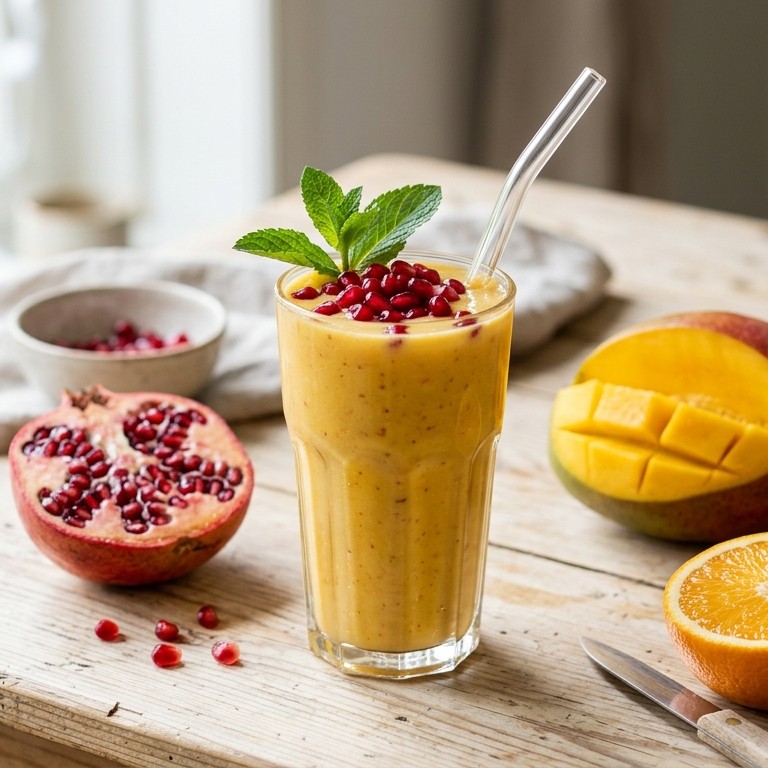 Mango-smoothie met granaatappel